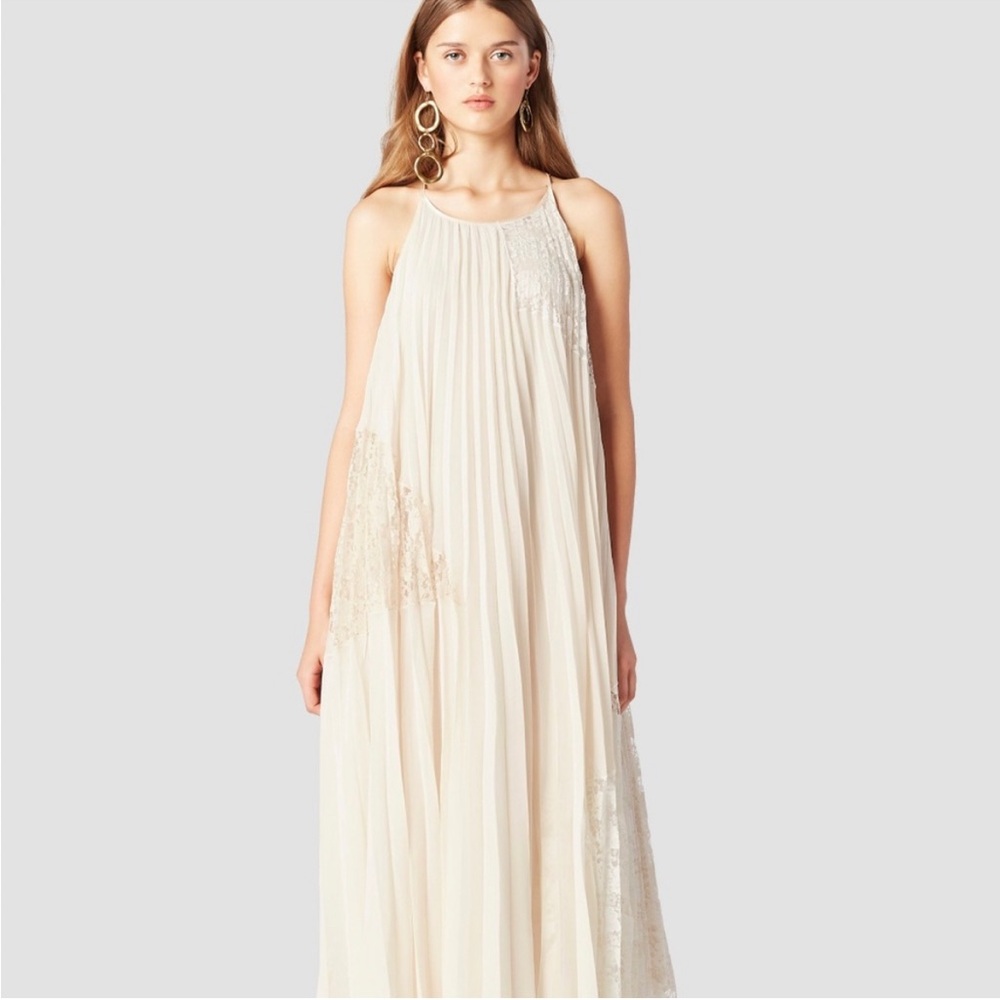 Derek Lam 10 Crosby Dress Pleated With Lace Ivory Size 6 NEW